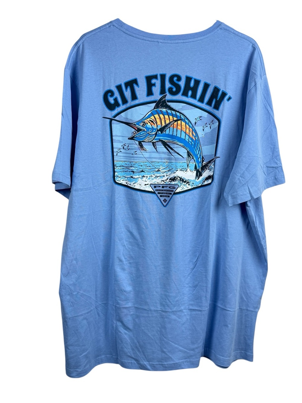Columbia PFG Light Blue Lightweight Double Sided T-Shirt Men’s Size 2XT NWT